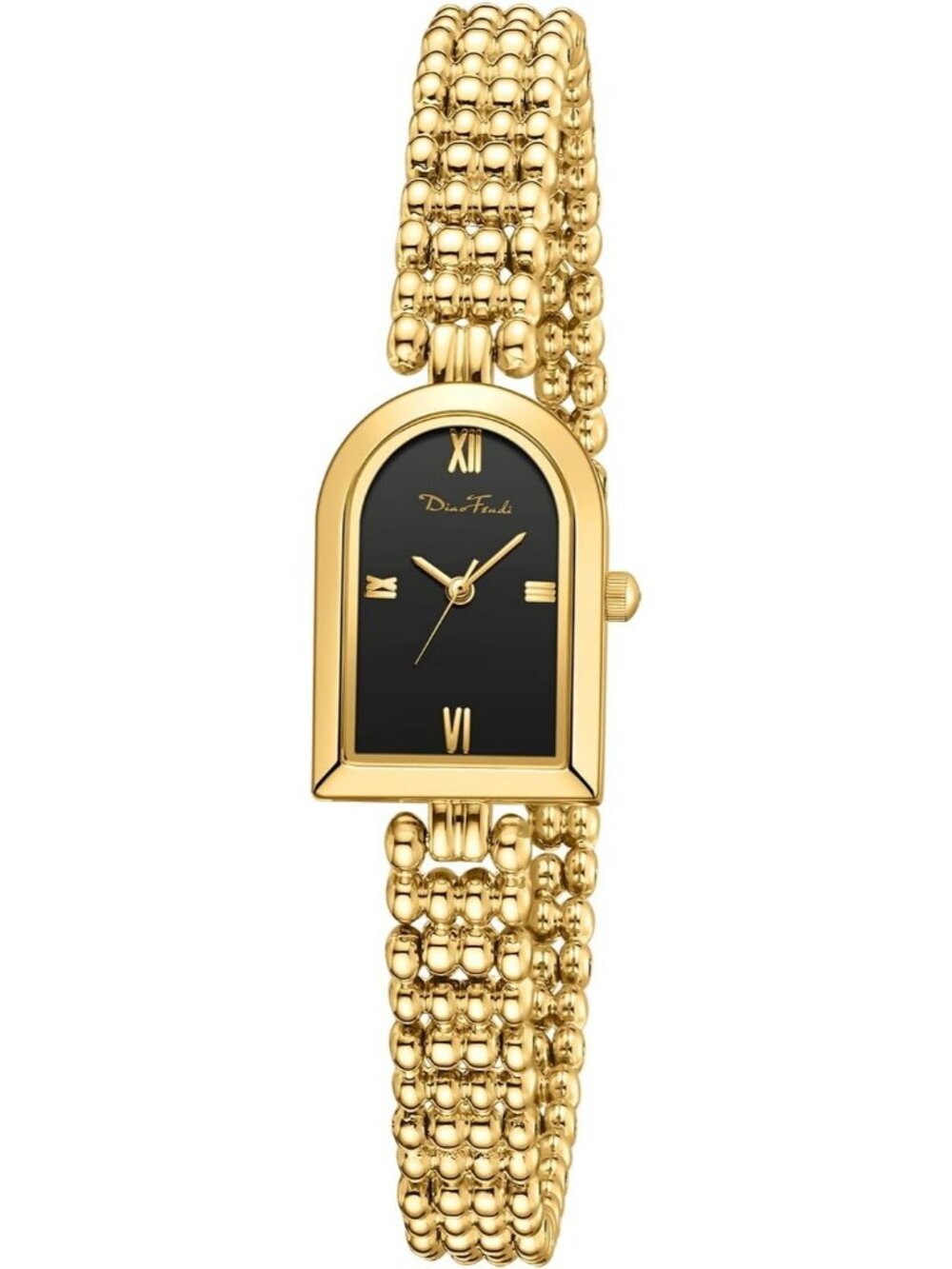 Diaofendi Women Black Gold Adjustable Strap Petite Arch Elegant Waterproof Watch